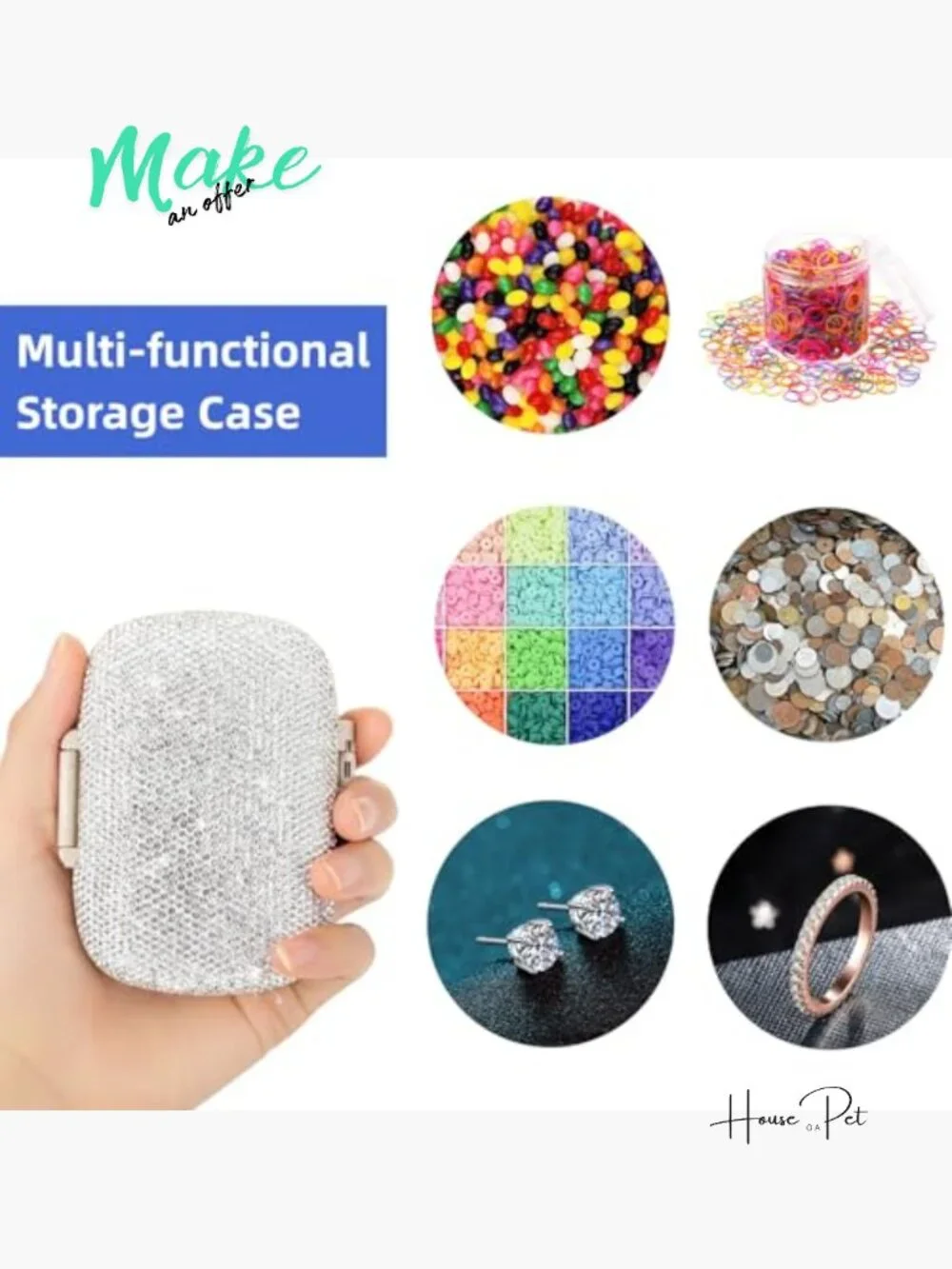 Pill Organizer with Labels Bling Travel Medicine Kit 8 Compartments Portable